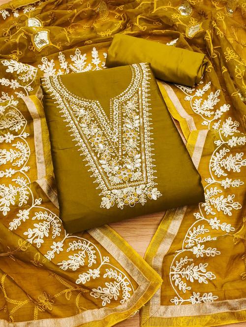 women solid with work embroidered unstitched suit set - 21972620 - Standard Image - 0