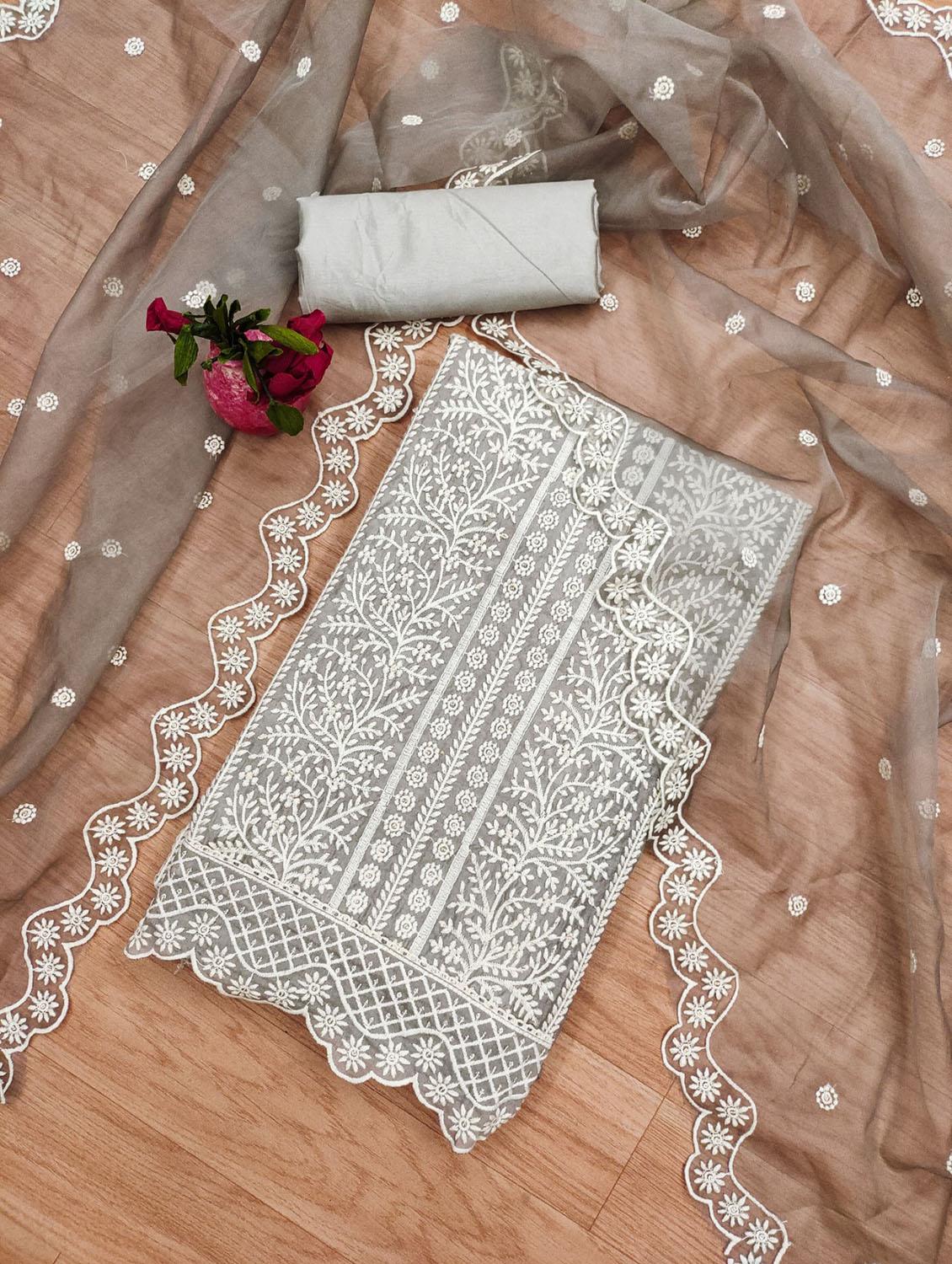 women solid with work embroidered unstitched suit set - 21972703 -  Standard Image - 1