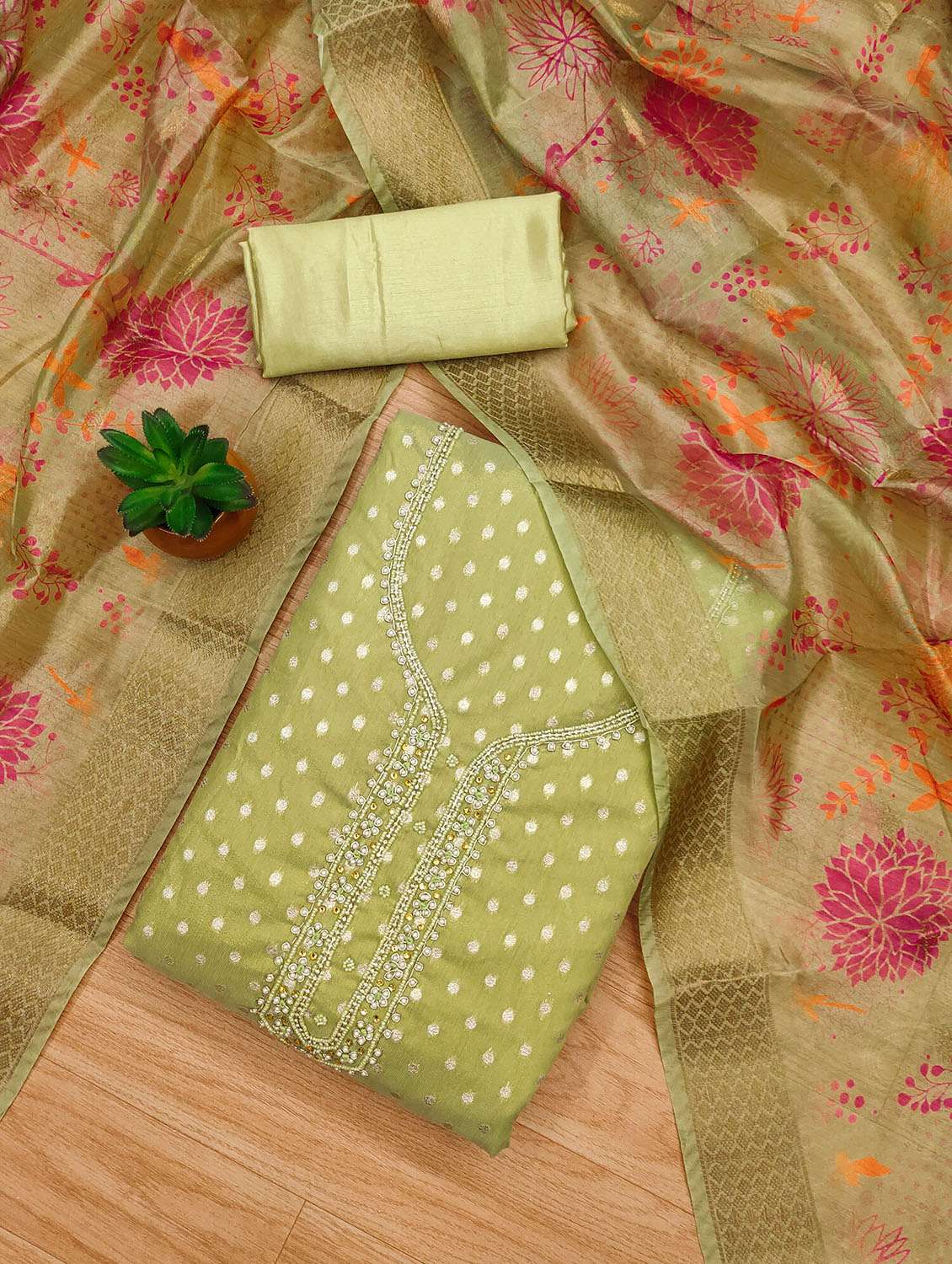 women self design embroidered unstitched suit set - 21972714 -  Standard Image - 1