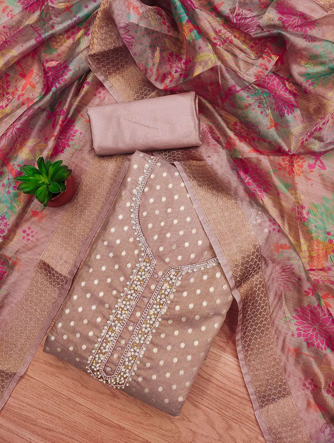 women self design embroidered unstitched suit set - 21972715 - Standard Image - 1