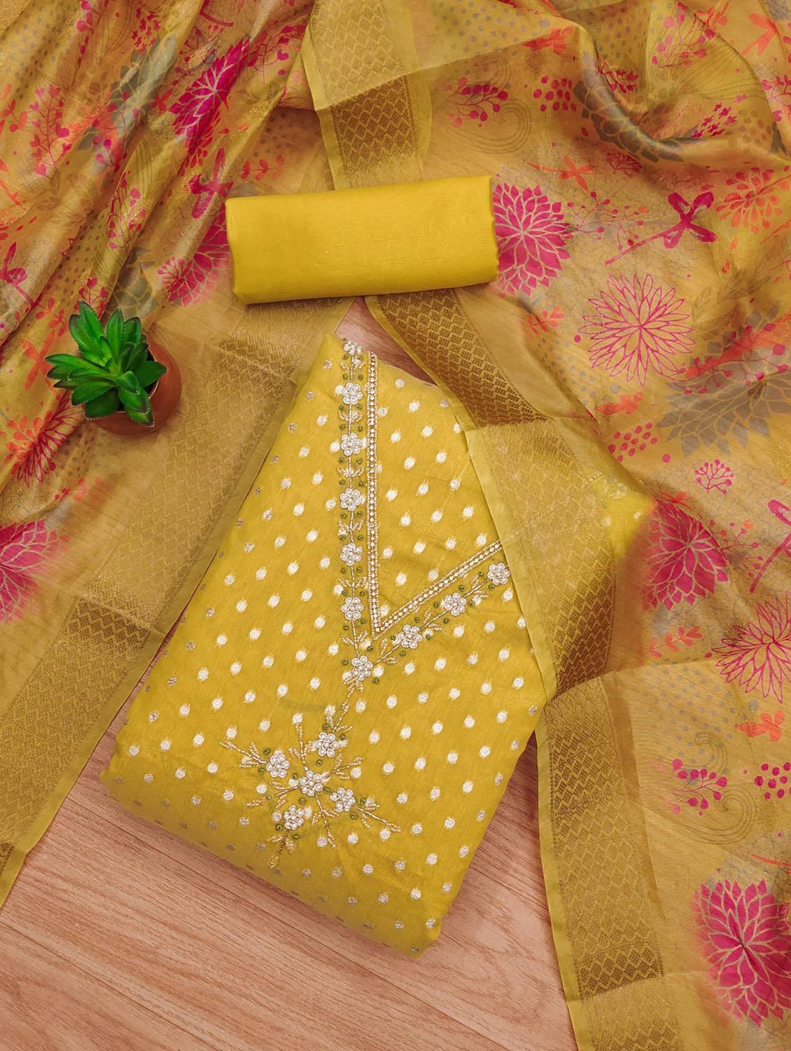 women self design embroidered unstitched suit set - 21972717 - Standard Image - 1