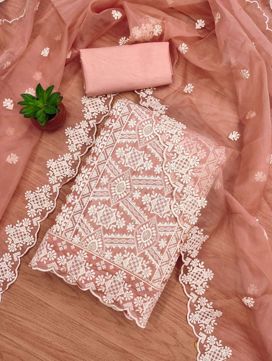 women solid with work embroidered unstitched suit set - 21972874 -  Standard Image - 1