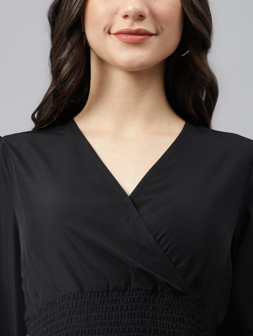 women solid puff sleeve tiered maxi dress - 21972879 - Standard Image - 4