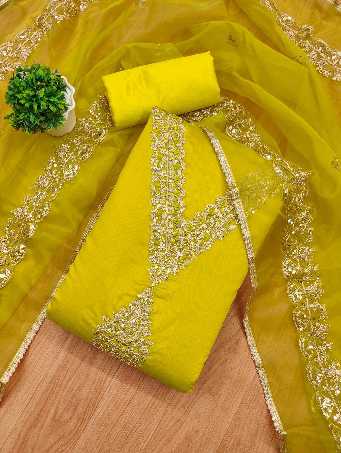 women solid with work embroidered unstitched suit set - 21972901 -  Standard Image - 1