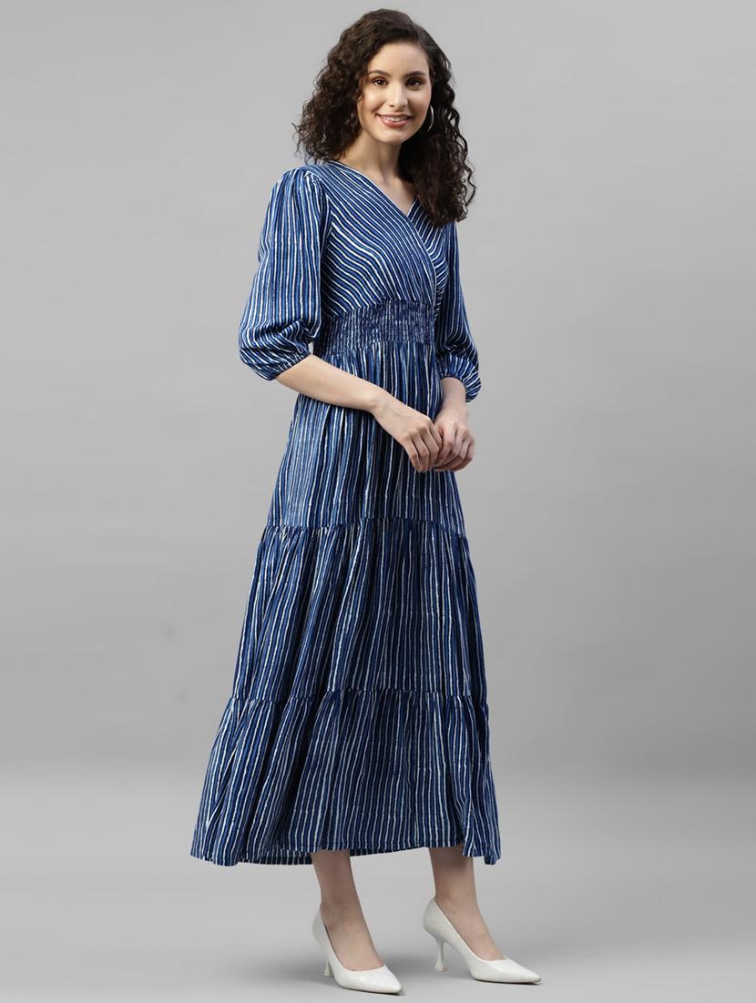 women printed puff sleeve tiered maxi dress - 21972909 - Standard Image - 1