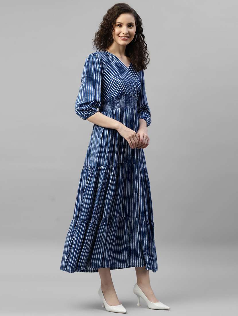 women printed puff sleeve tiered maxi dress - 21972911 -  Standard Image - 1