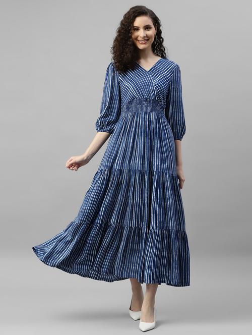 women printed puff sleeve tiered maxi dress - 21972913 -  Standard Image - 0