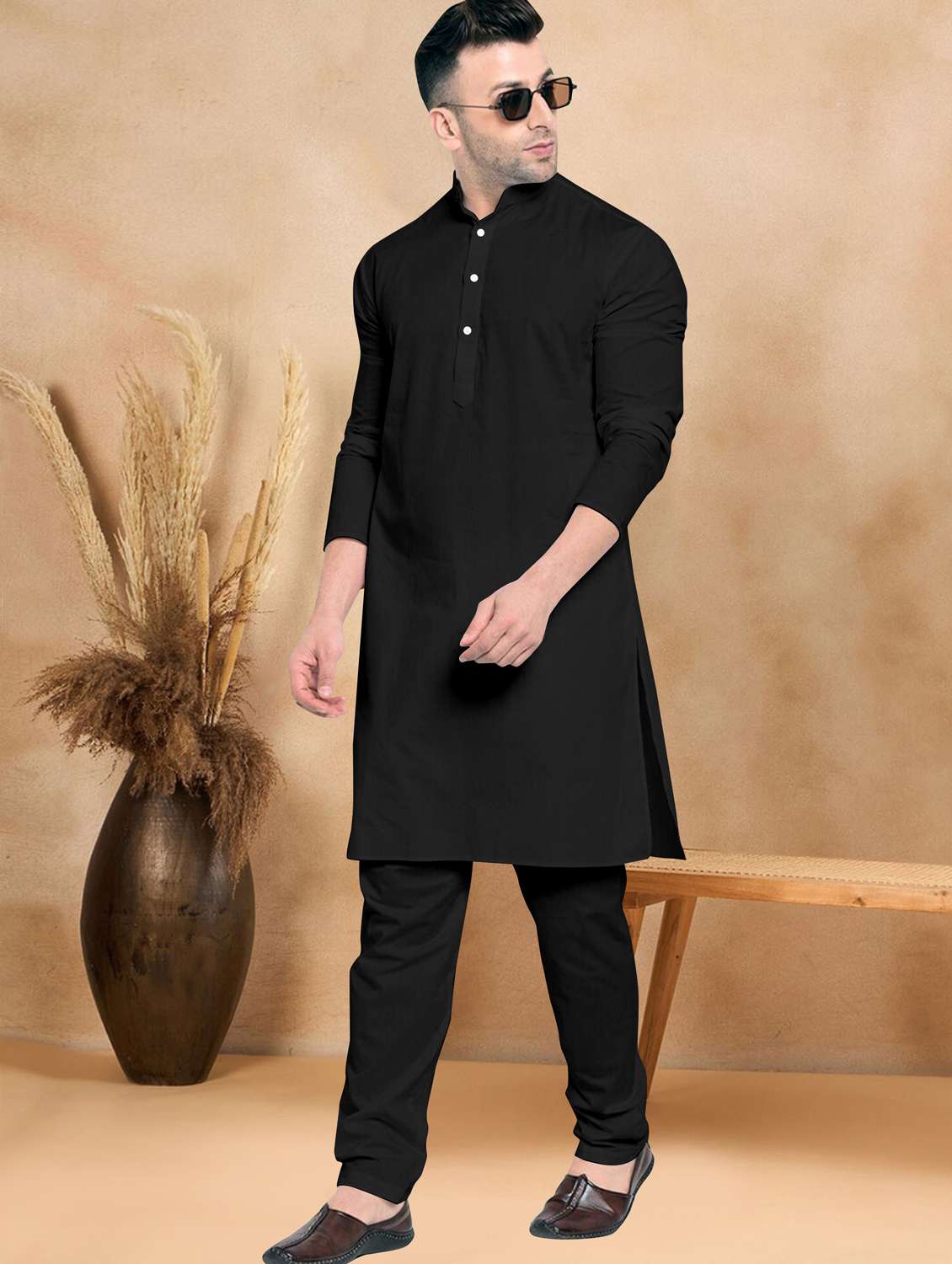 men pack of 2 solid kurta pyjama ethnic wear set - 21972914 -  Standard Image - 1