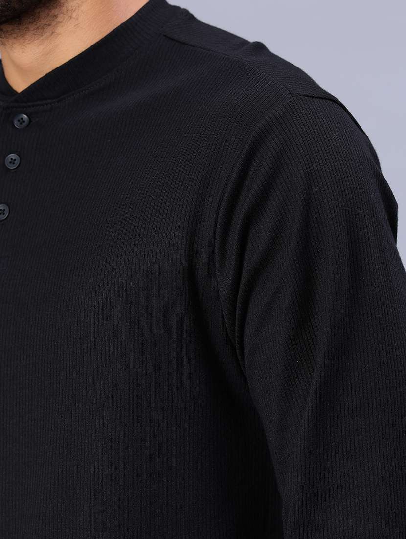 men solid long sleeve regular fit henley neck t-shirt - 21973014 -  Standard Image - 4