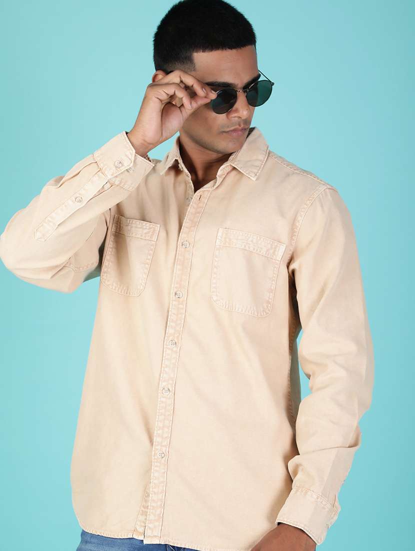 men solid long sleeve regular fit shirt
