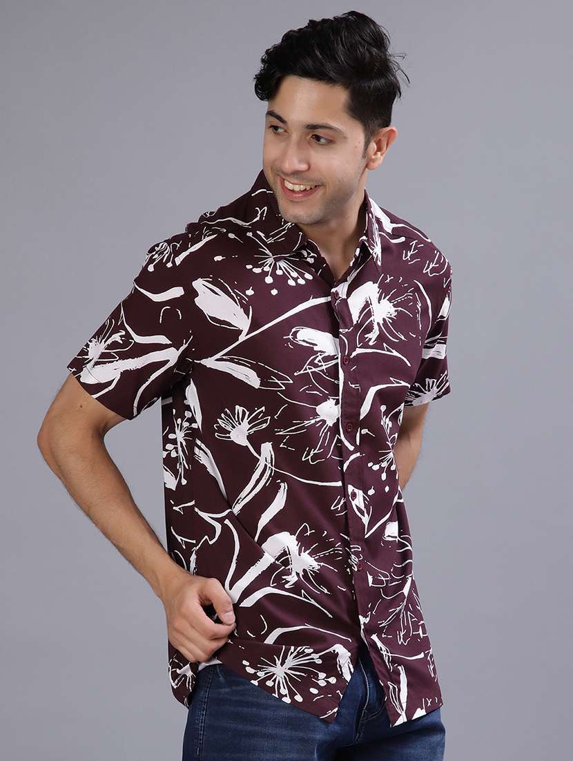 men printed short sleeve regular fit casual shirt - 21973814 -  Standard Image - 1