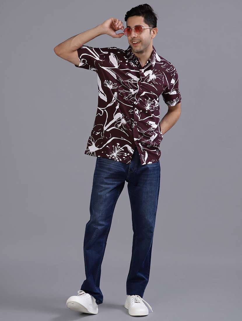 men printed short sleeve regular fit casual shirt - 21973814 -  Standard Image - 4