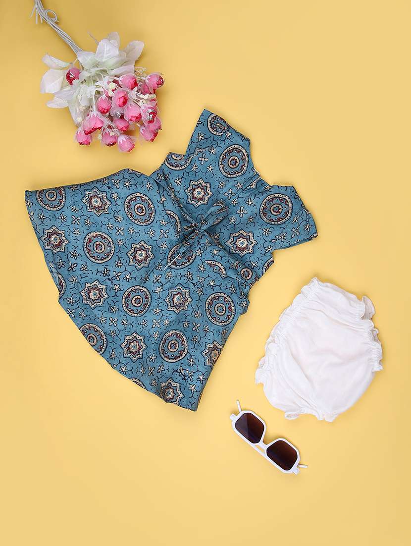 girls printed round neck frock with bloomer - 21973860 -  Standard Image - 1