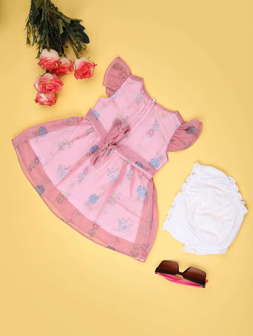 girls printed round neck frock with bloomer - 21973923 -  Standard Image - 1