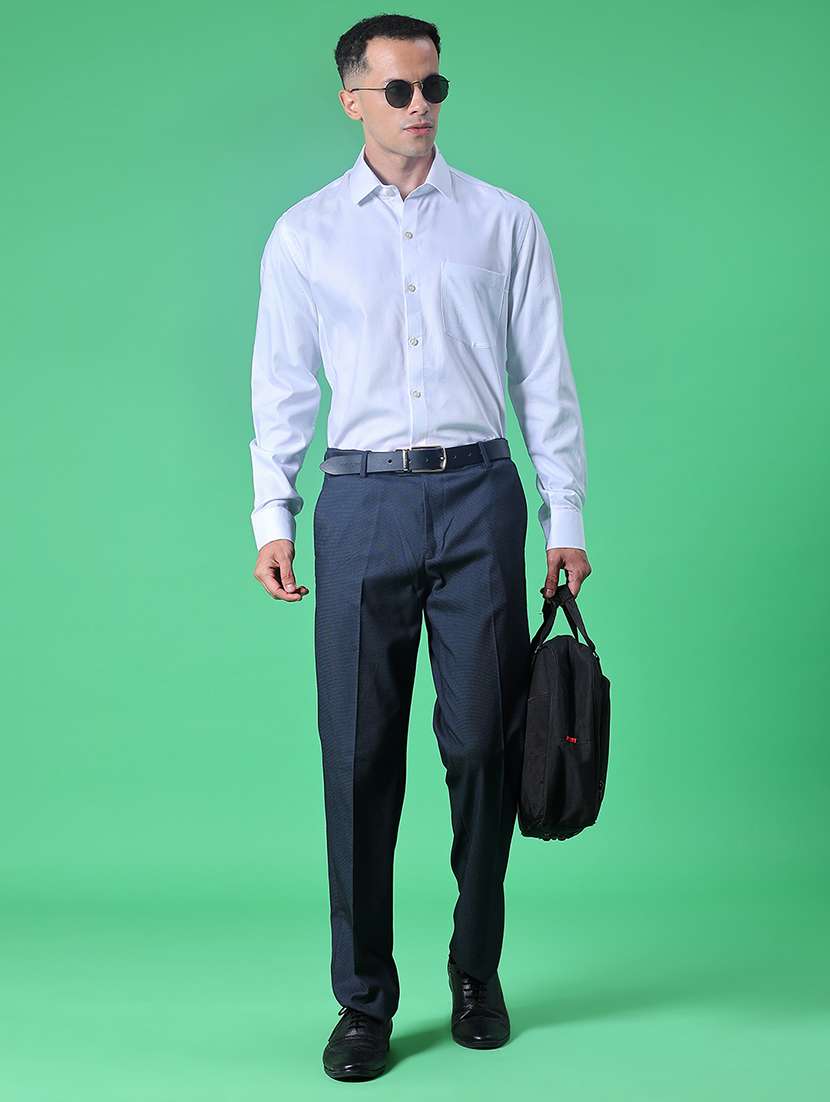 men solid mid rise flat front formal trouser - 21973988 -  Standard Image - 4