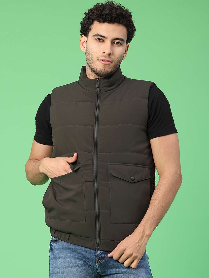 men solid sleeveless lightweight puffer jacket - 21974412 -  Standard Image - 1