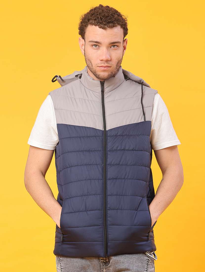 men color block sleeveless lightweight puffer jacket - 21974441 -  Standard Image - 1