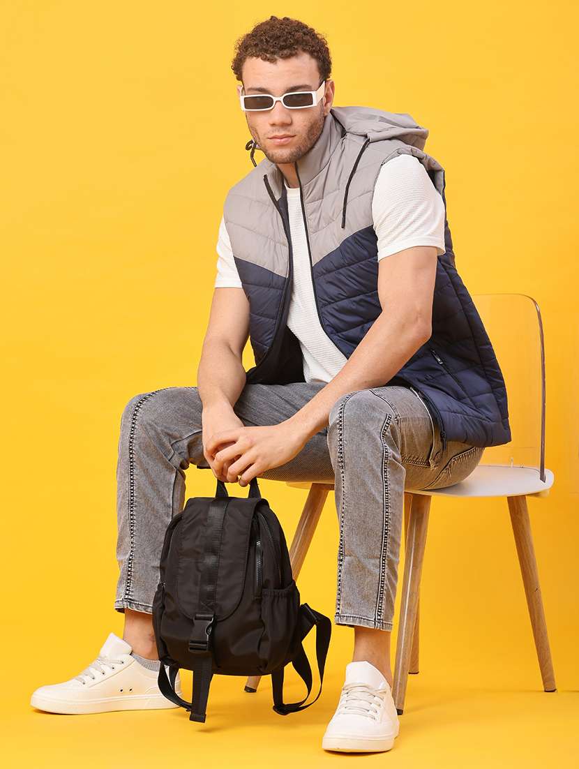 men color block sleeveless lightweight puffer jacket - 21974441 -  Standard Image - 4