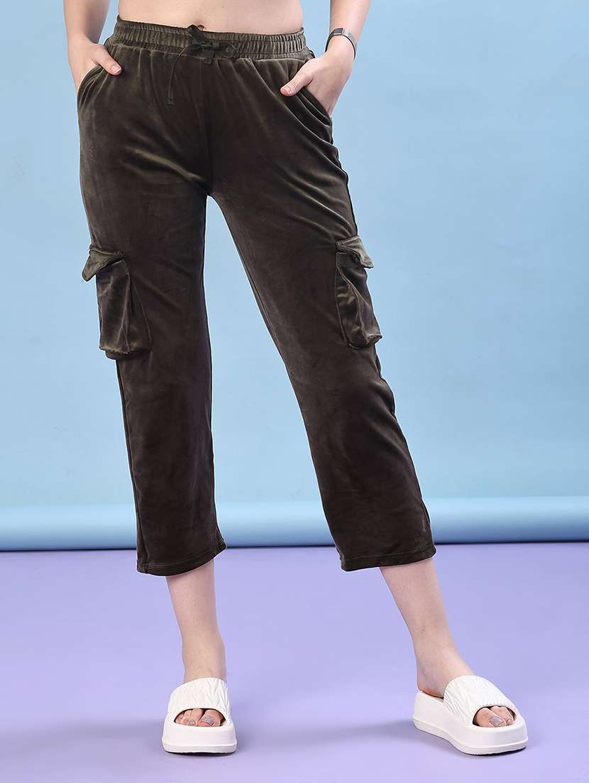 women solid  mid rise cargo - 21974613 -  Standard Image - 1