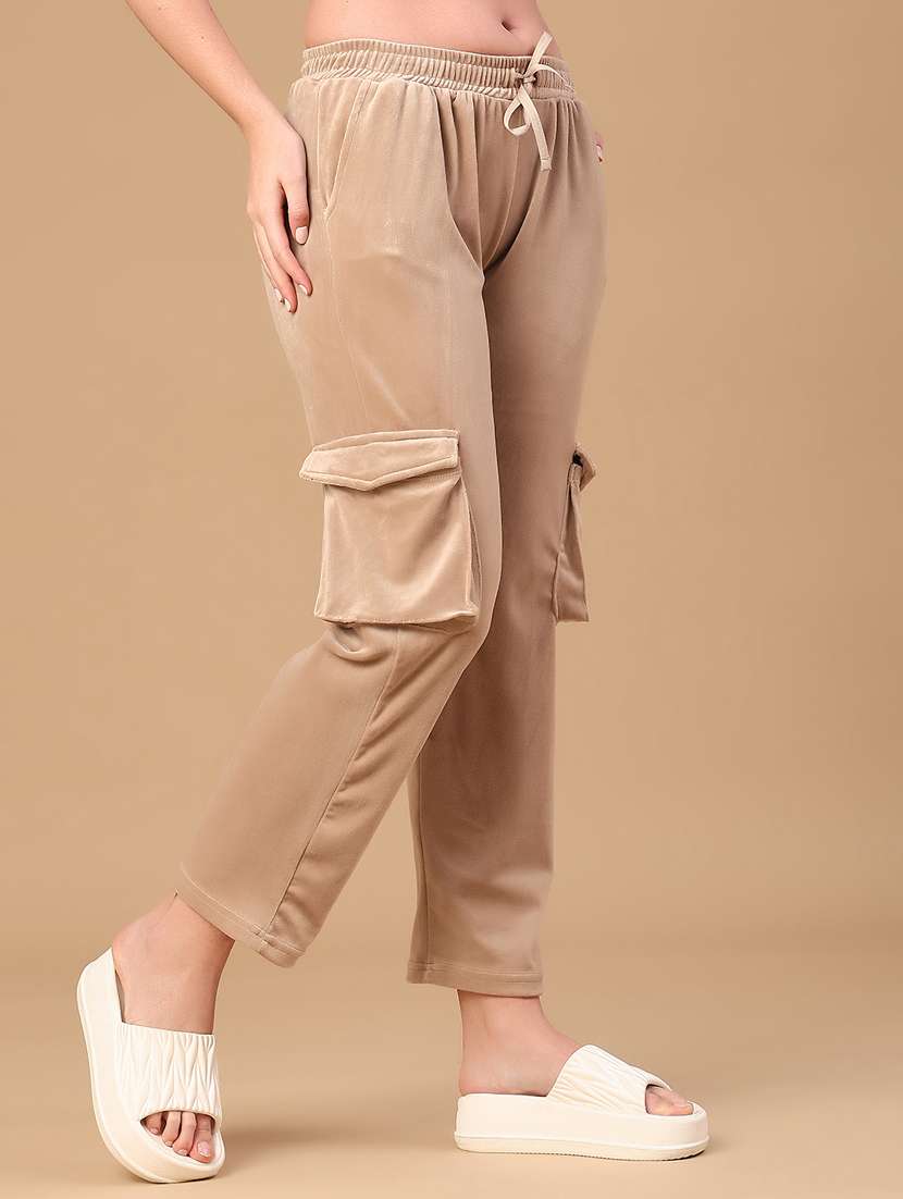 women solid mid rise cargo - 21974721 -  Standard Image - 1