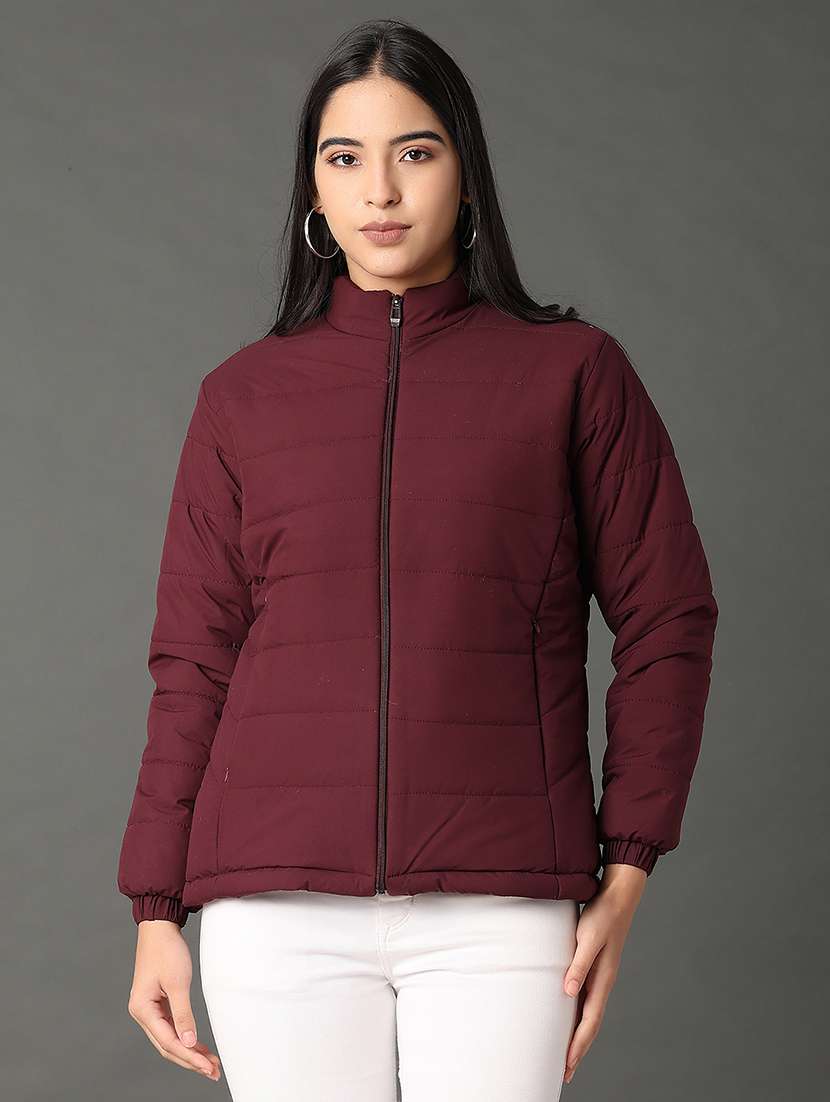 women solid long sleeve quilted jacket - 21974756 -  Standard Image - 1