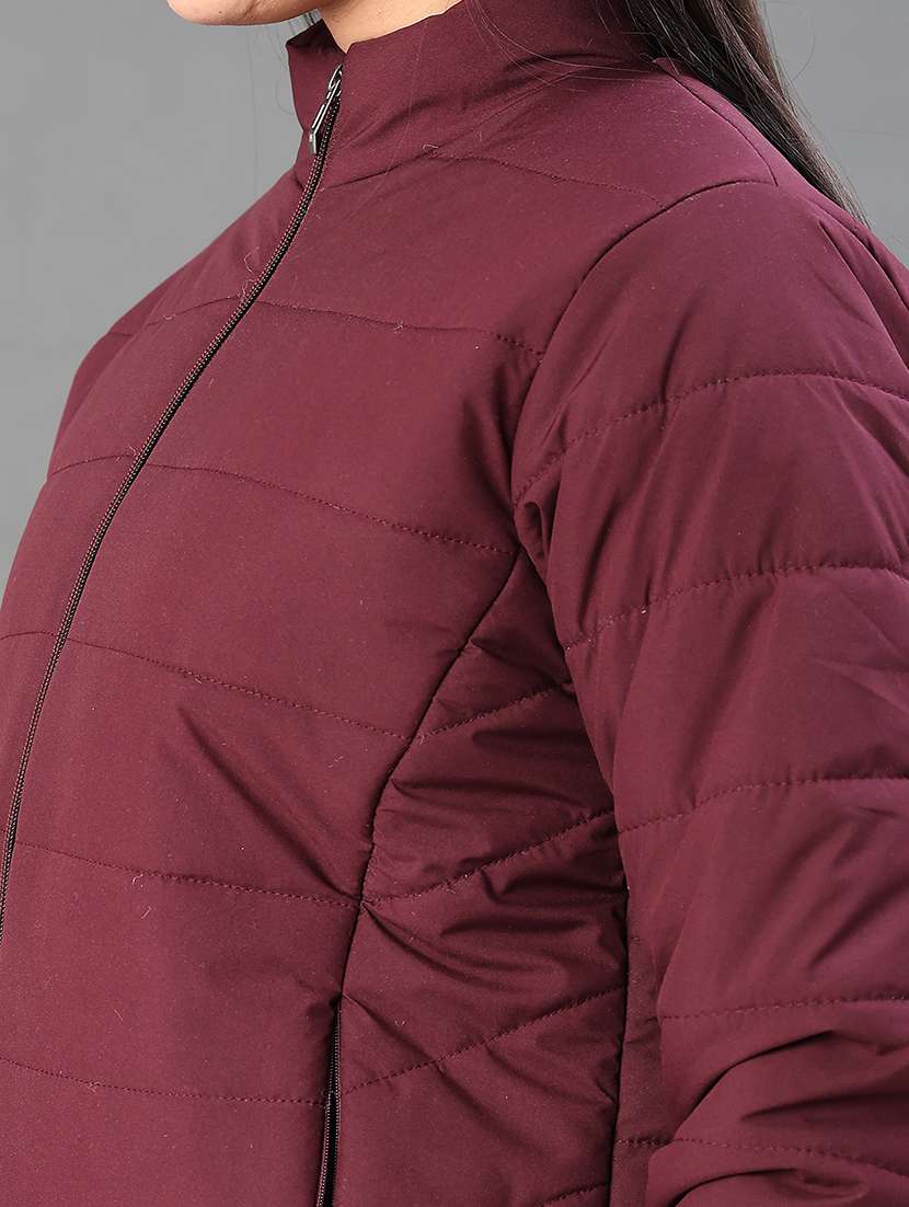 women solid long sleeve quilted jacket - 21974756 -  Standard Image - 4