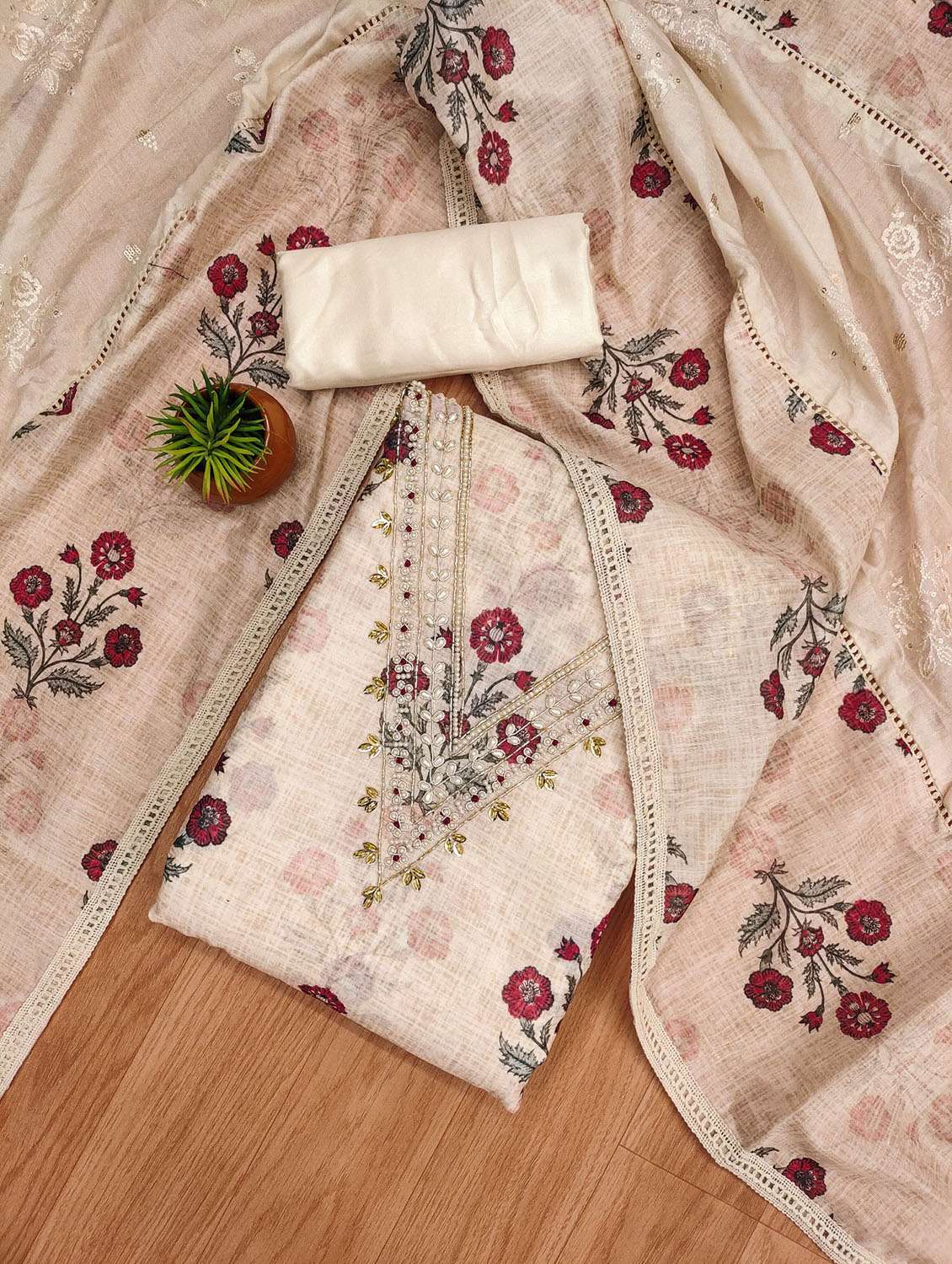 women floral embroidered unstitched suit set - 21974874 -  Standard Image - 1