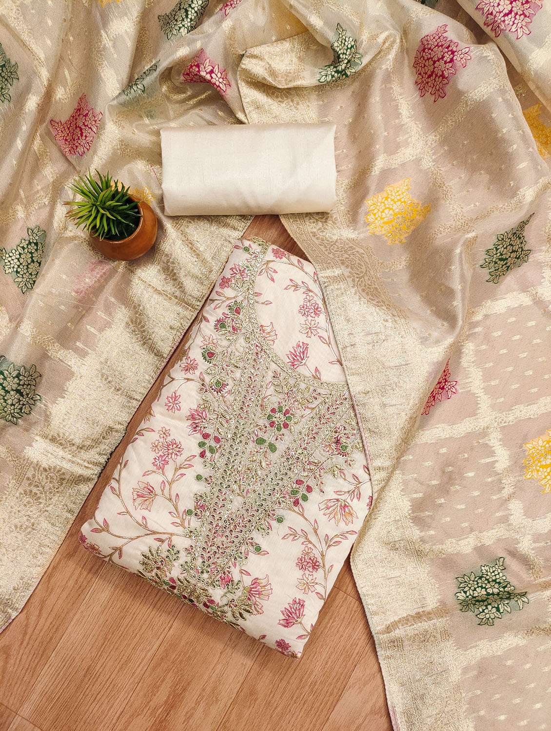 women floral embroidered unstitched suit set - 21974881 -  Standard Image - 1