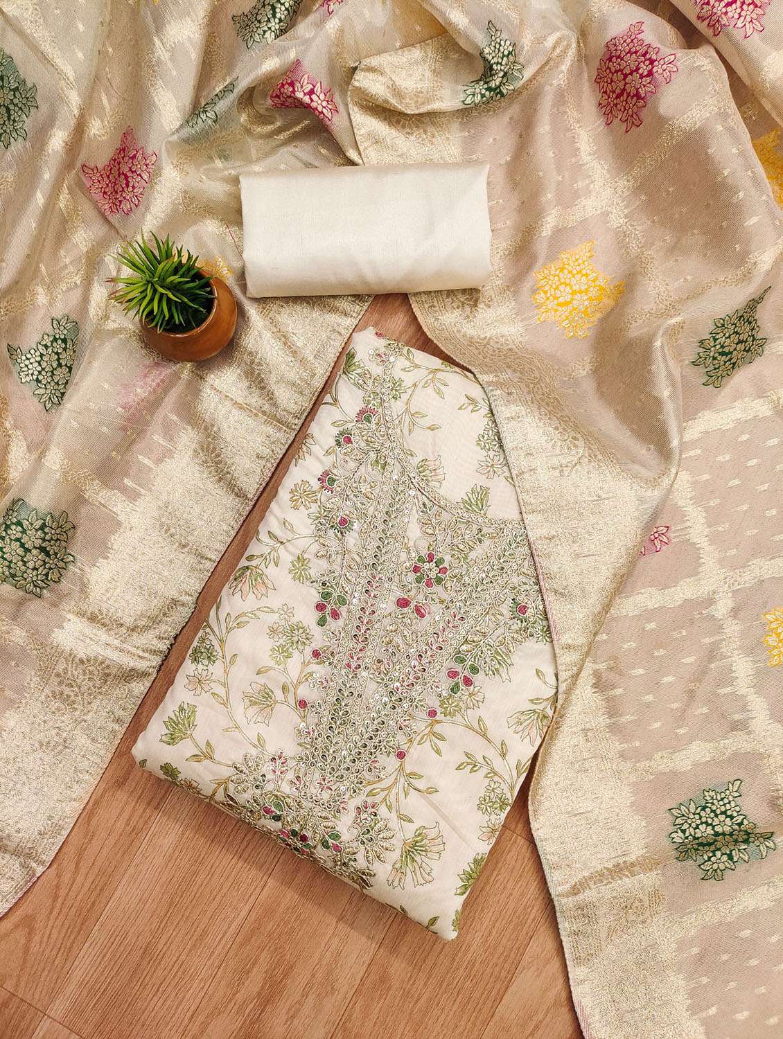 women floral embroidered unstitched suit set - 21974882 -  Standard Image - 1