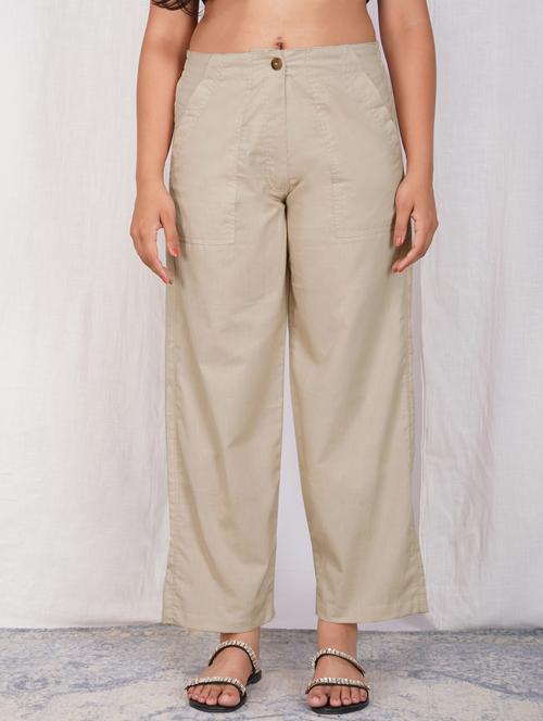 women solid mid rise straight fit trouser - 21974897 - Standard Image - 0
