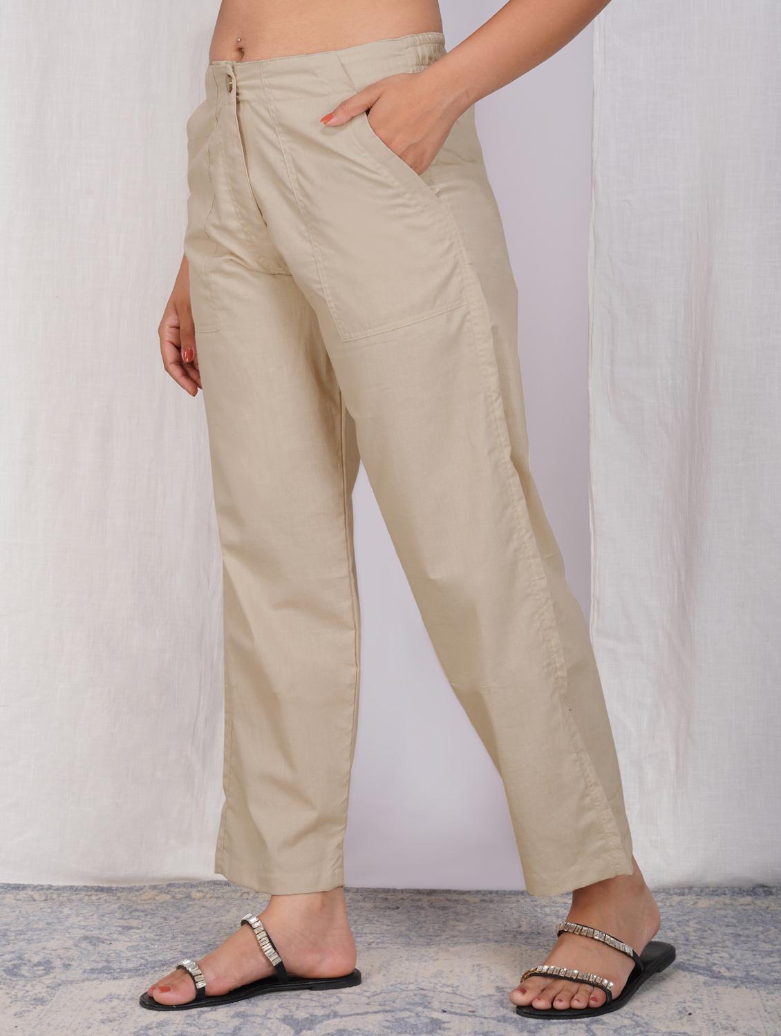 women solid mid rise straight fit trouser - 21974897 - Standard Image - 1