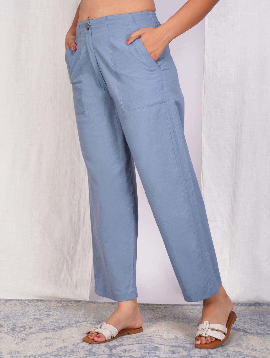 women solid mid rise straight fit trouser - 21974898 -  Standard Image - 1