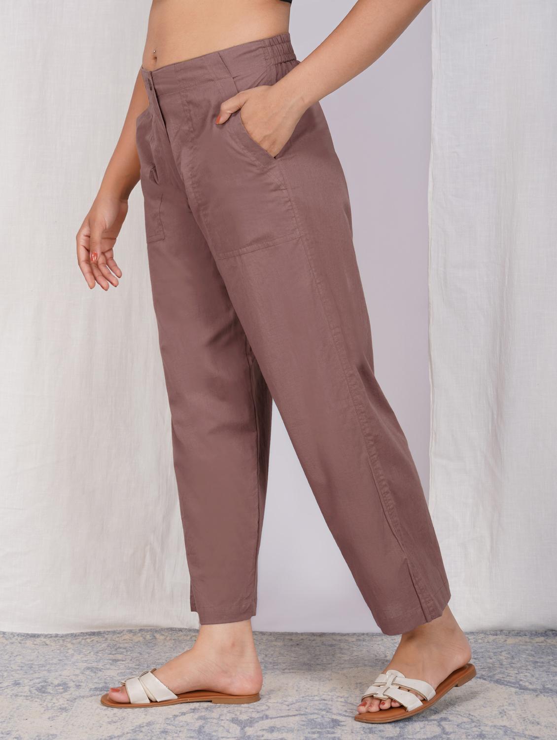 women solid mid rise straight fit trouser - 21974899 - Standard Image - 1