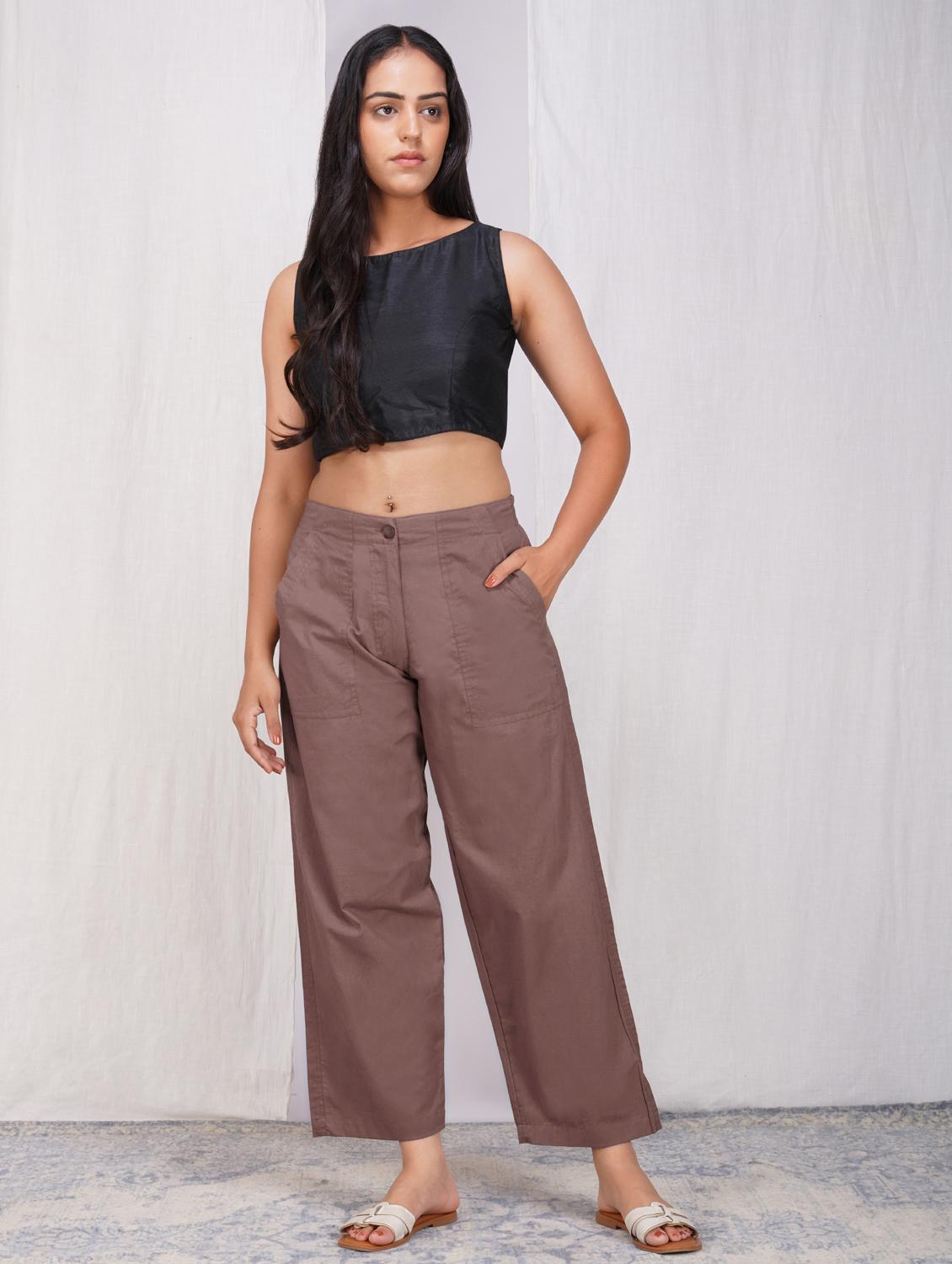 women solid mid rise straight fit trouser - 21974899 - Standard Image - 4