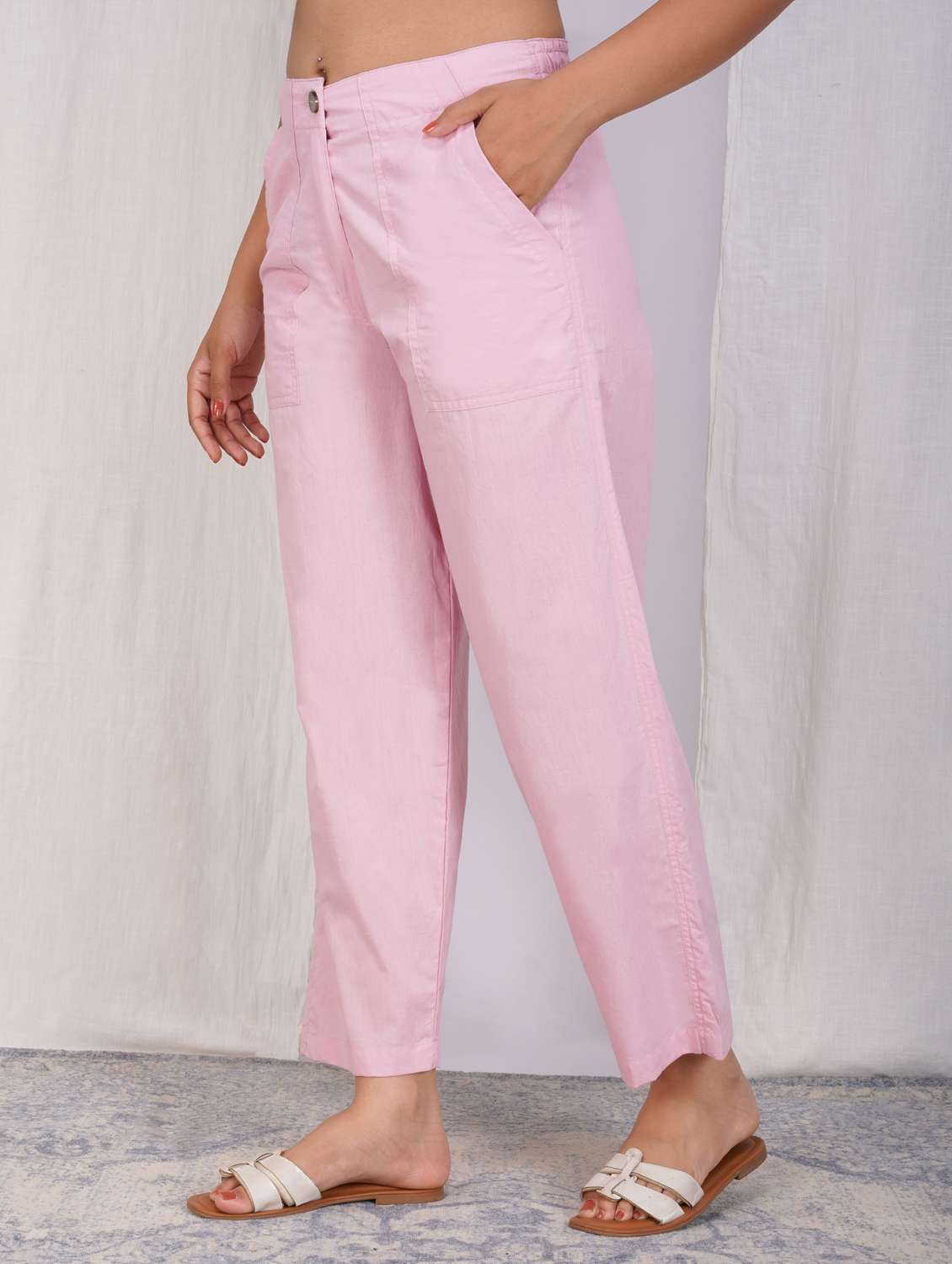 women solid mid rise straight fit trouser - 21974900 -  Standard Image - 1