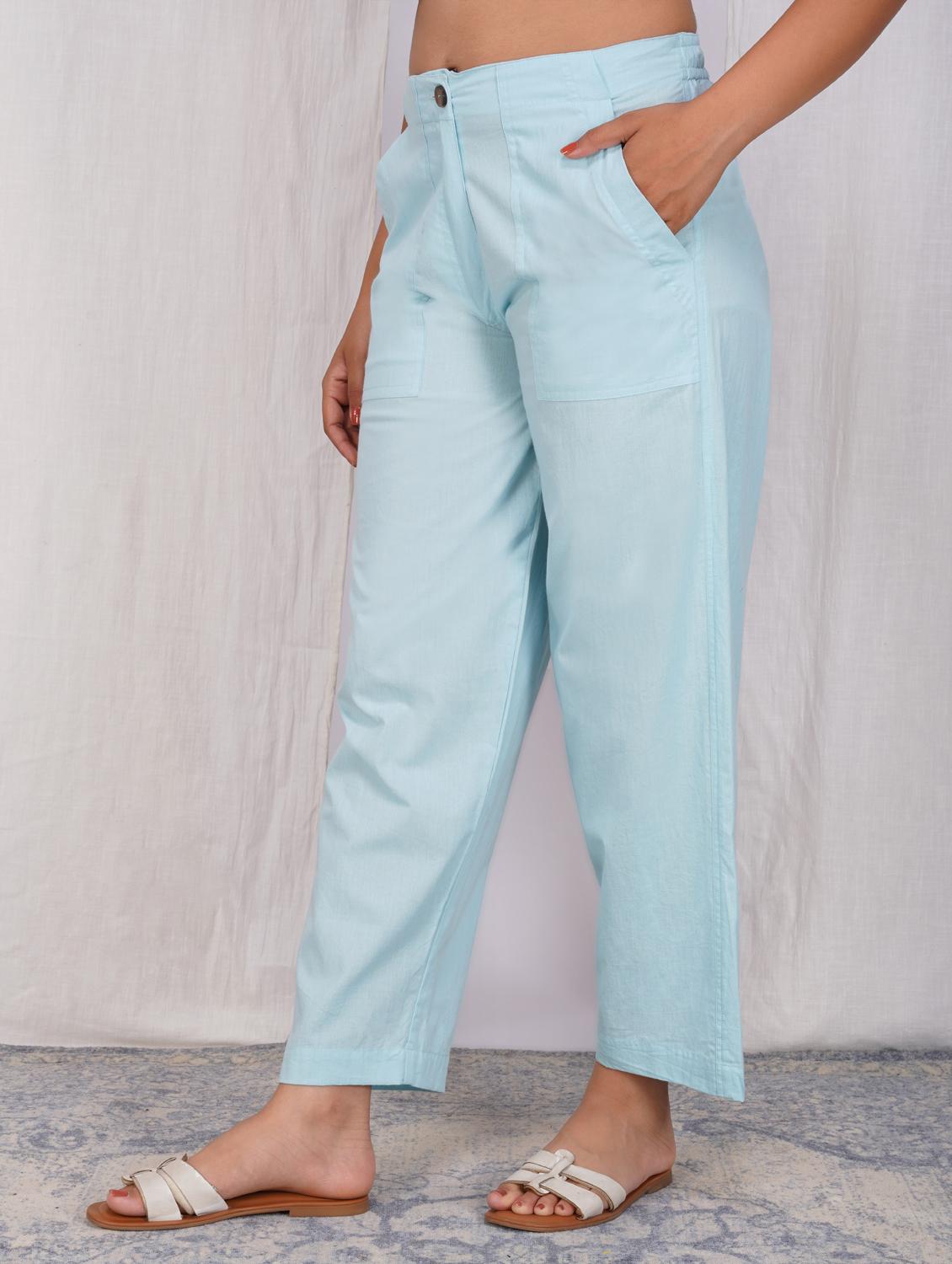 women solid mid rise straight fit trouser - 21974902 - Standard Image - 1