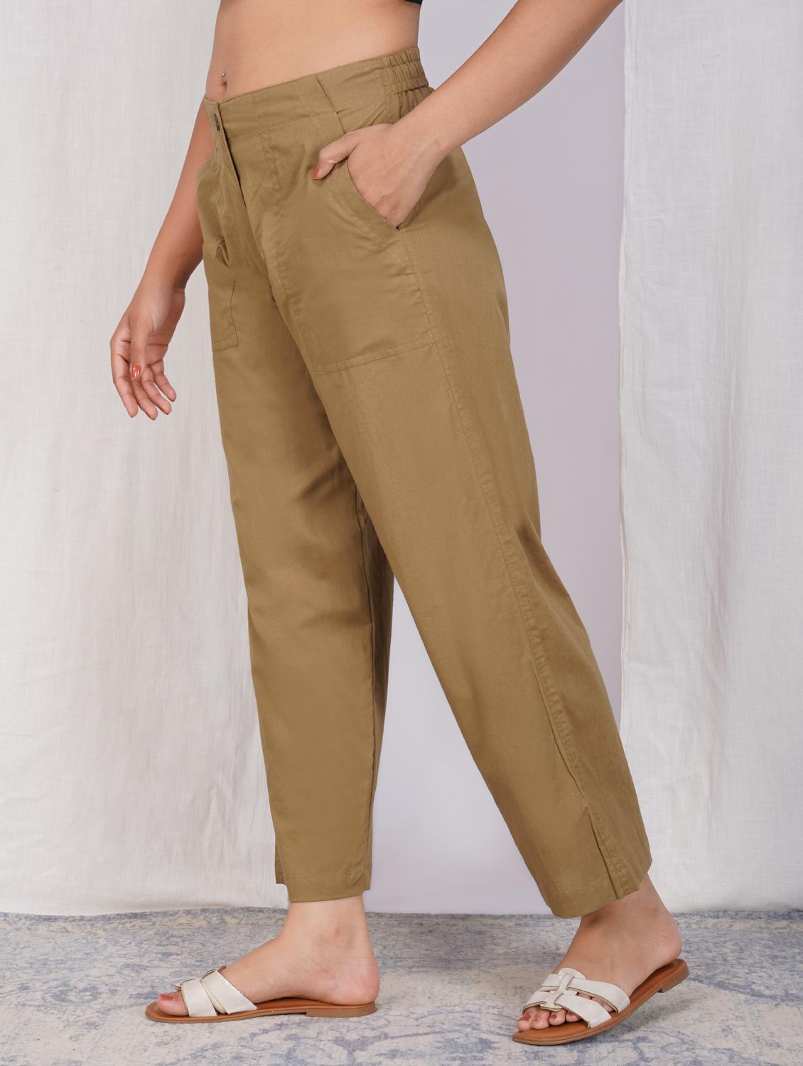 women solid mid rise straight fit trouser - 21974904 - Standard Image - 1