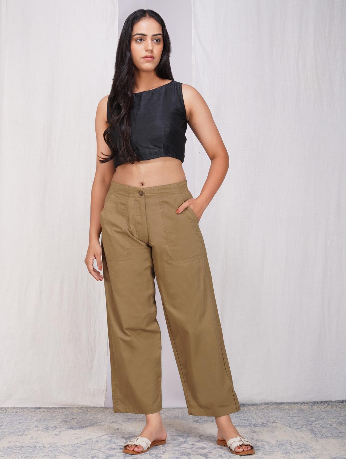 women solid mid rise straight fit trouser - 21974904 - Standard Image - 4