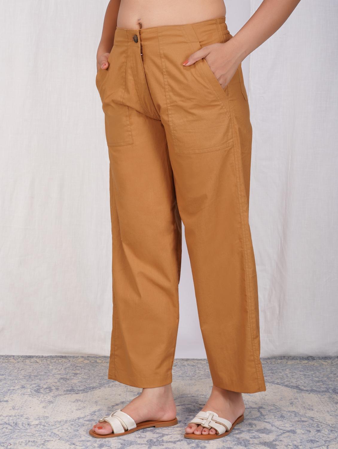 women solid mid rise straight fit trouser - 21974905 - Standard Image - 1