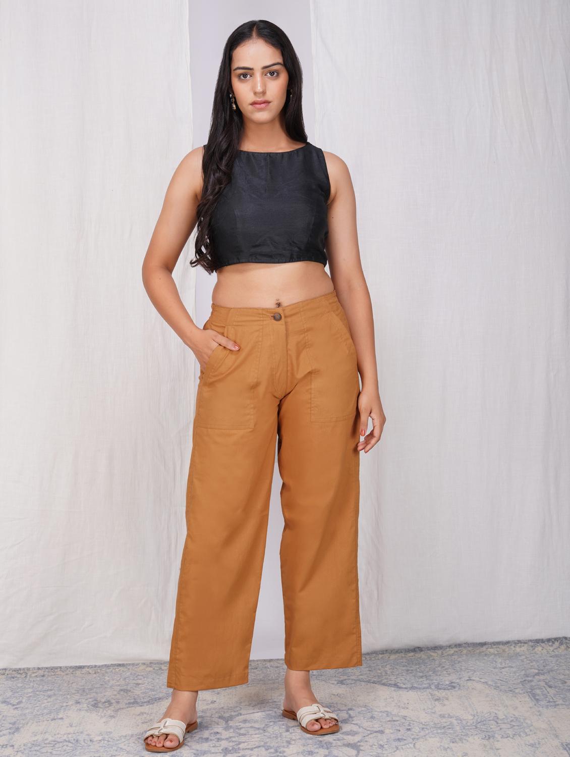 women solid mid rise straight fit trouser - 21974905 - Standard Image - 4
