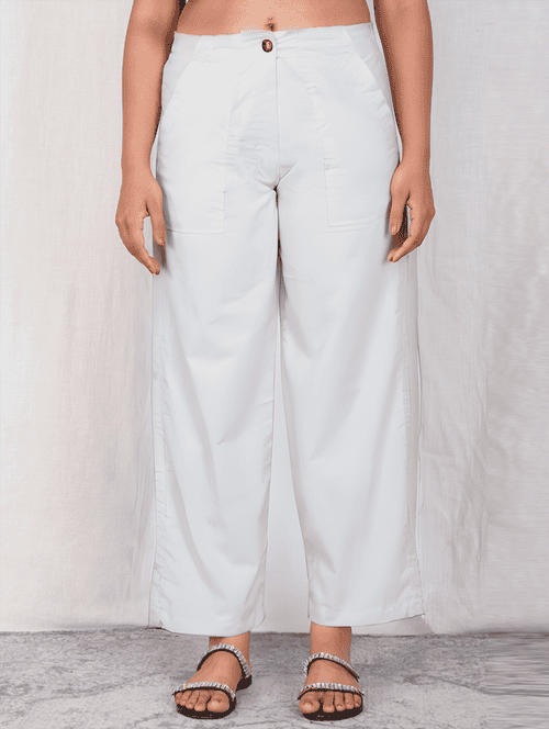 women solid mid rise straight fit trouser - 21974907 - Standard Image - 0