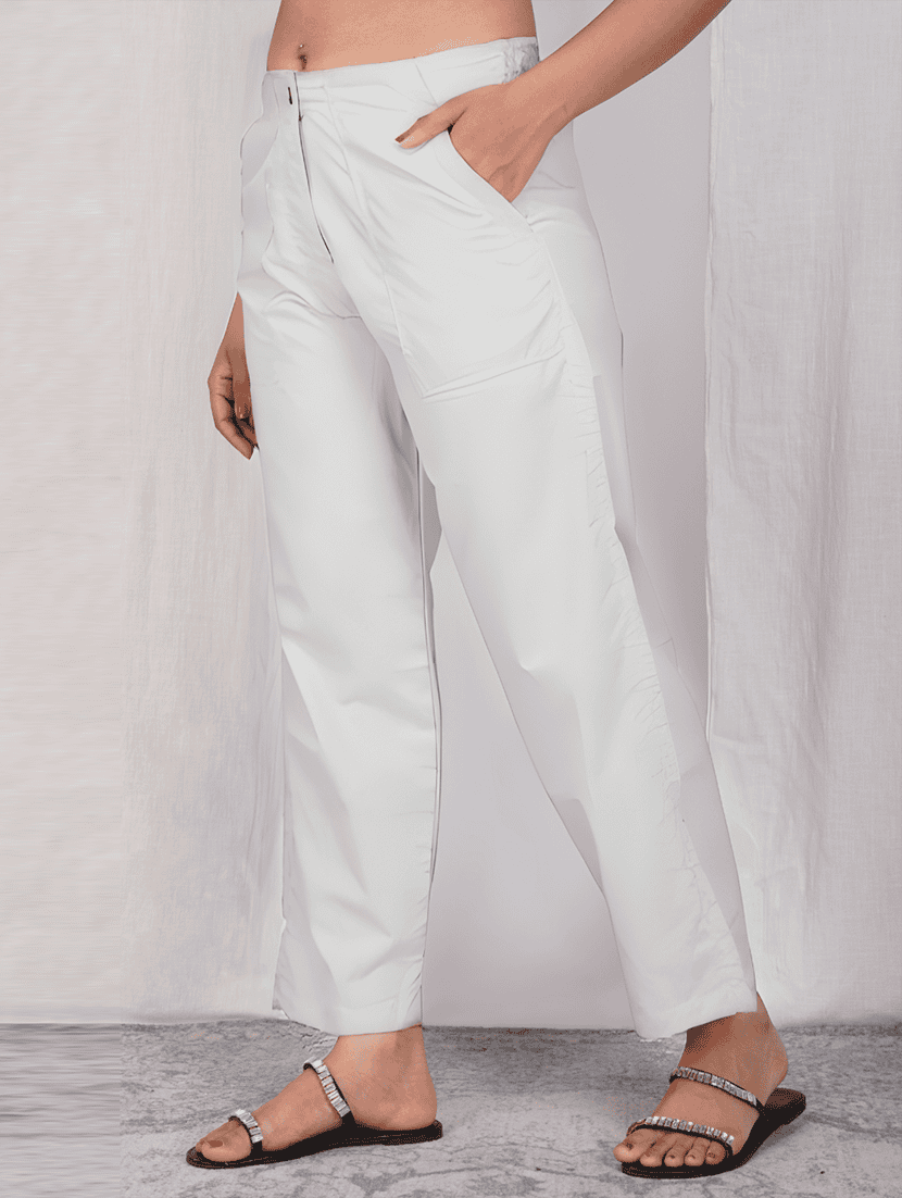 women solid mid rise straight fit trouser - 21974907 -  Standard Image - 1