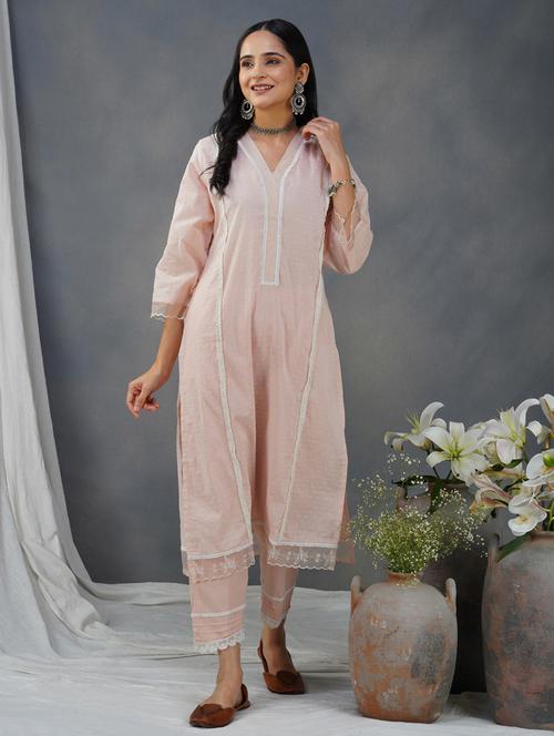 women self design three quarter sleeve a-line kurta - 21974929 - Standard Image - 0