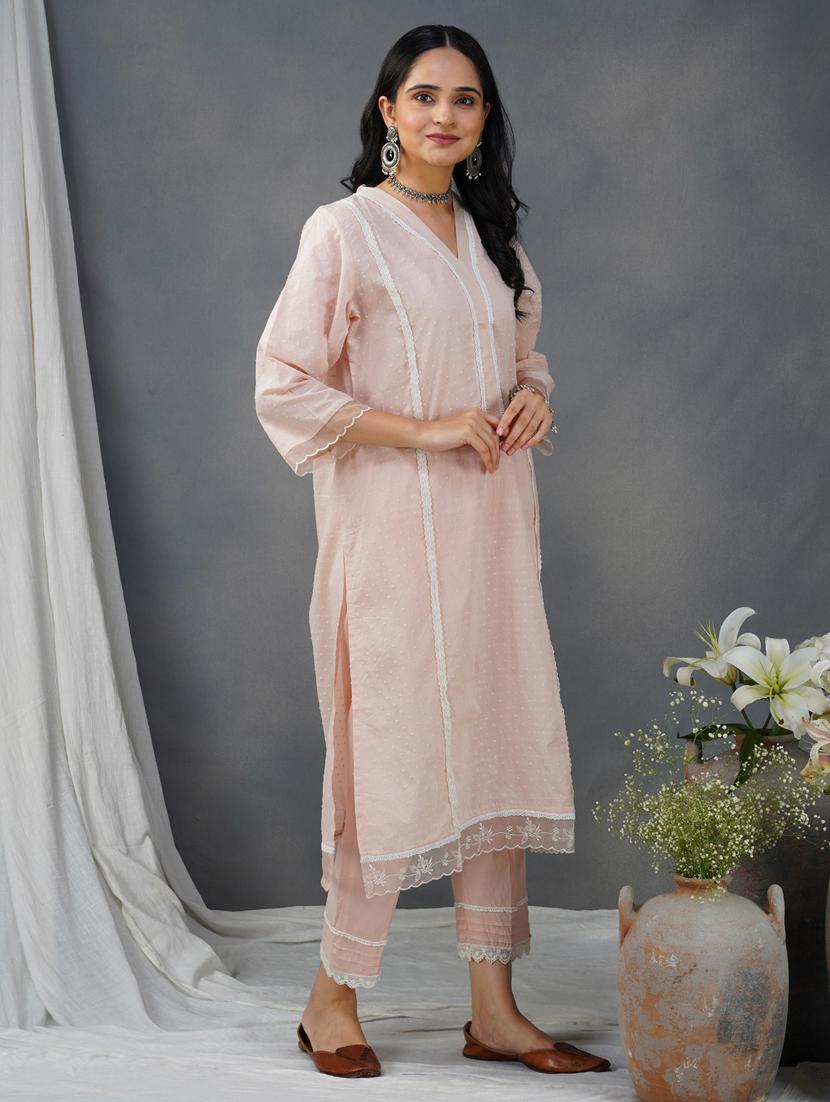 women self design three quarter sleeve a-line kurta - 21974929 - Standard Image - 1