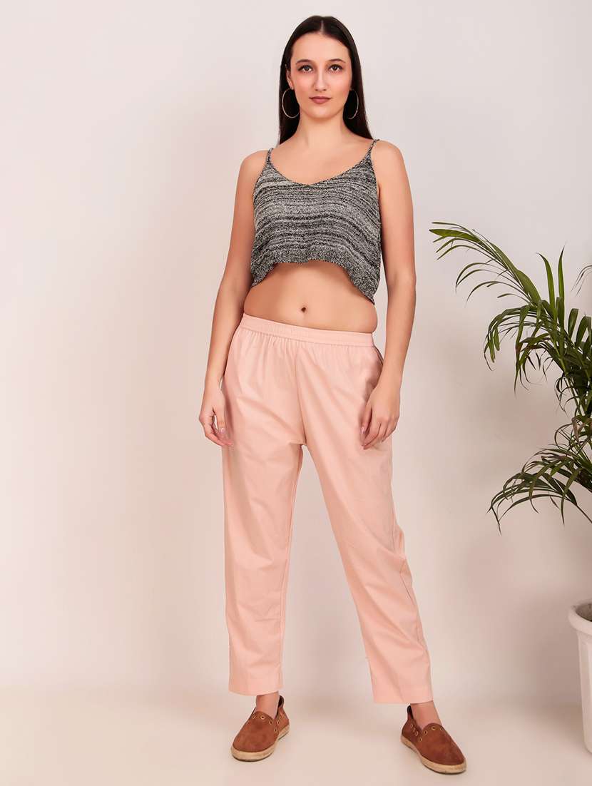 women solid mid rise ankle length tapered pant - 21974982 -  Standard Image - 4