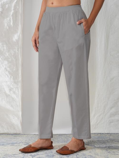 women solid mid rise ankle length tapered pant - 21974991 - Standard Image - 0