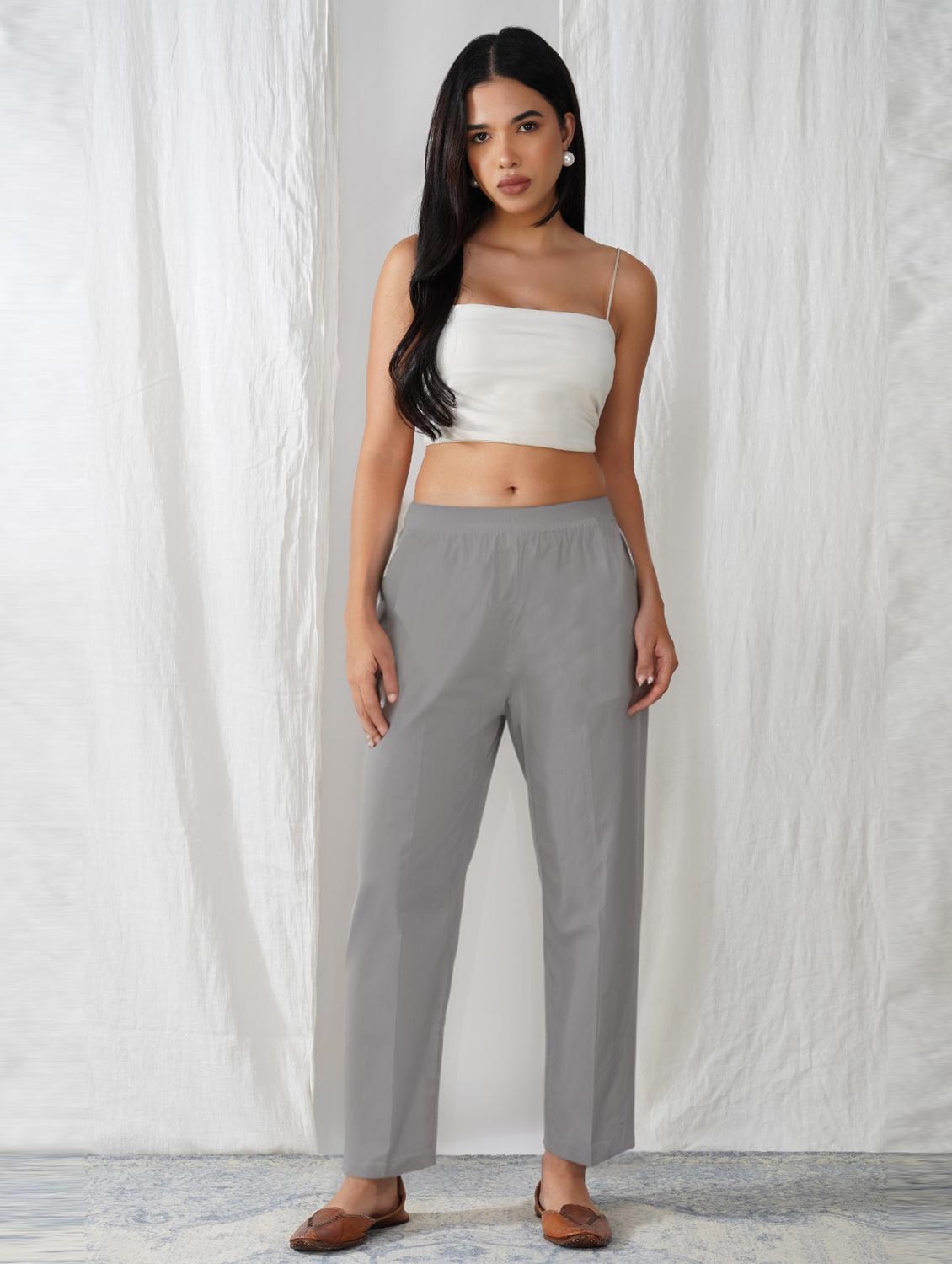 women solid mid rise ankle length tapered pant - 21974991 - Standard Image - 1