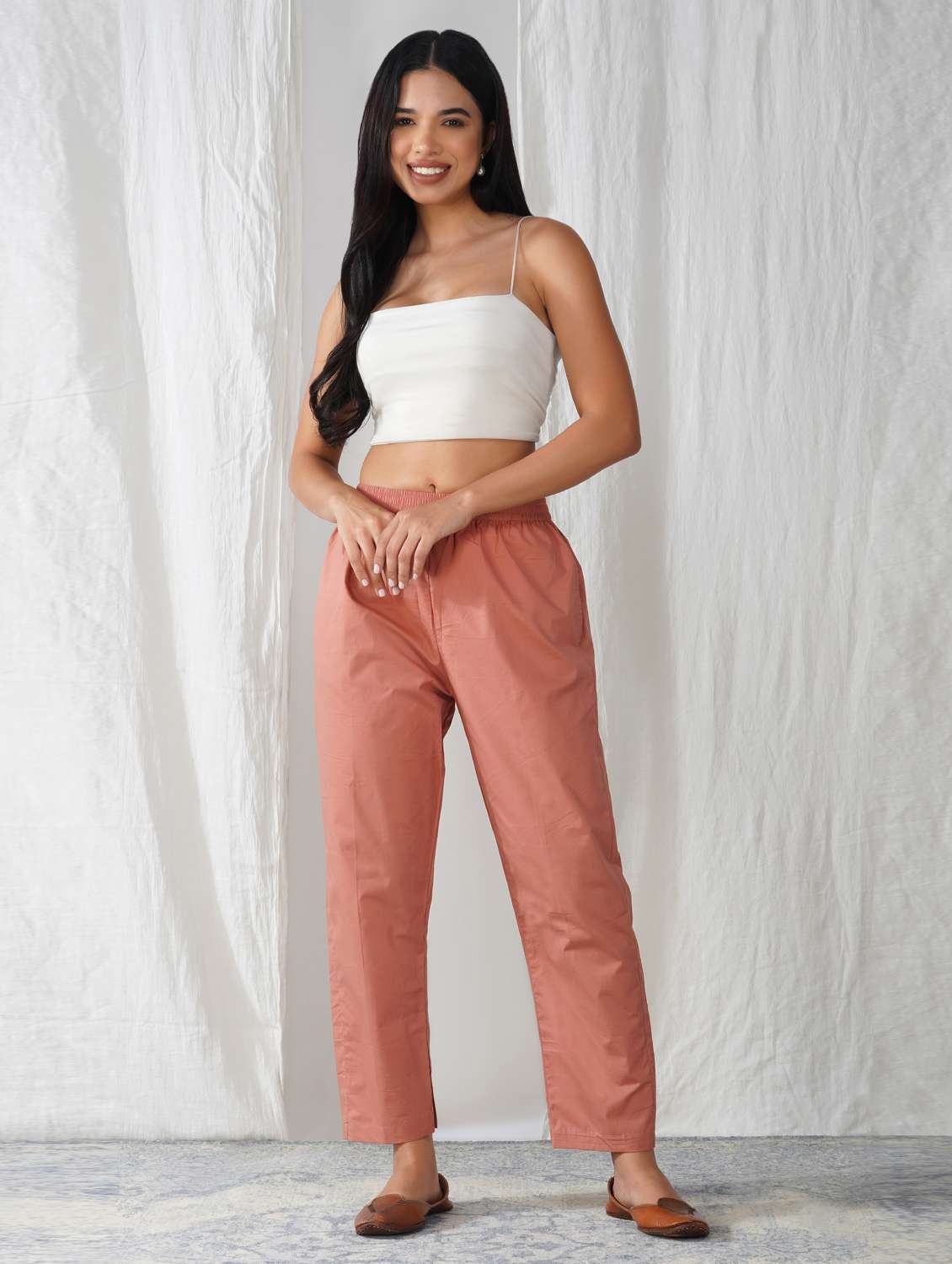 women solid mid rise ankle length tapered pant - 21975032 -  Standard Image - 1