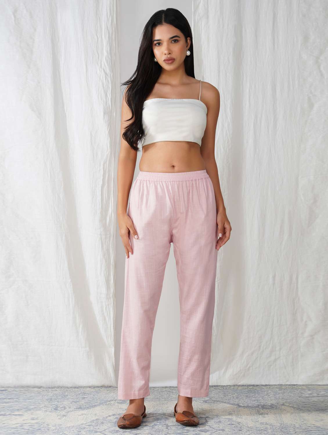 women solid mid rise ankle length tapered pant - 21975043 - Standard Image - 1