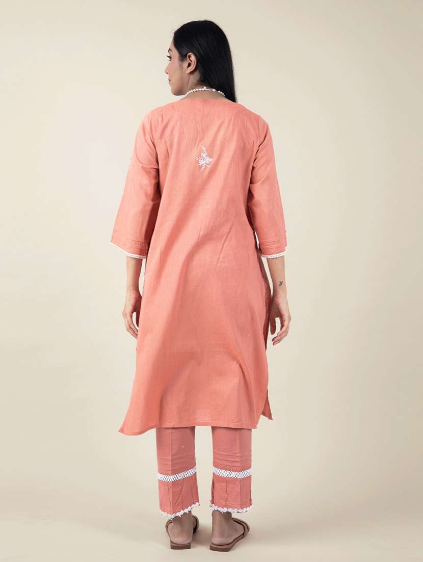women three quarter sleeve kurta pant with dupatta set - 21975054 - Standard Image - 4